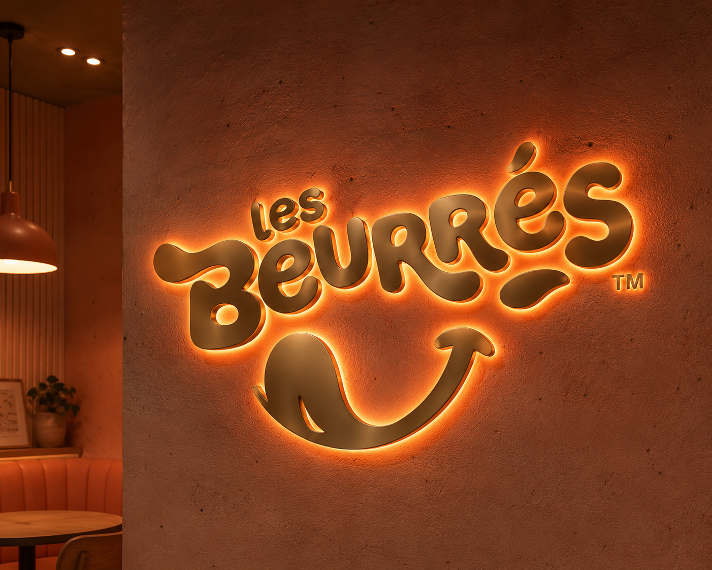 Restaurant 3D metal dual-lit sign